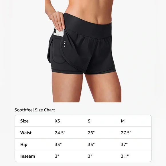 NWT Soothfeel 2 in 1 High Waisted Spandex Shorts - Gym Workout Running - Small - Picture 12 of 13